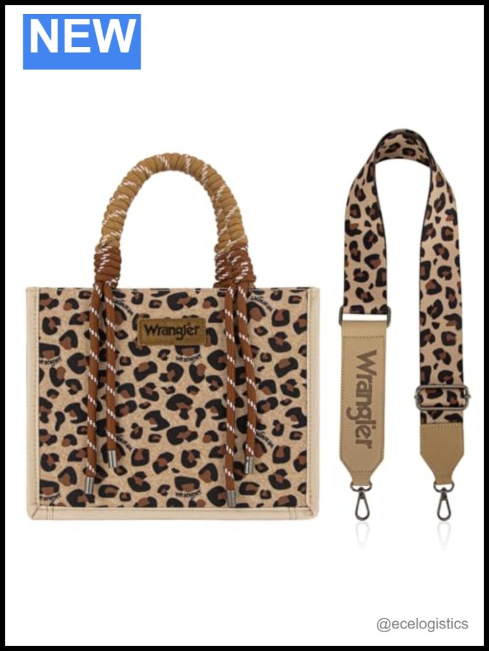 Wrangler Western Canvas Tote with Rope Handles and Adjustable Crossbody Strap